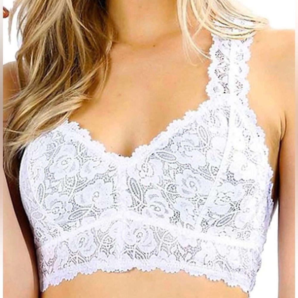 CORAL Zenana New in bag Racerback padded lace bralette.  Color- CORAL XL